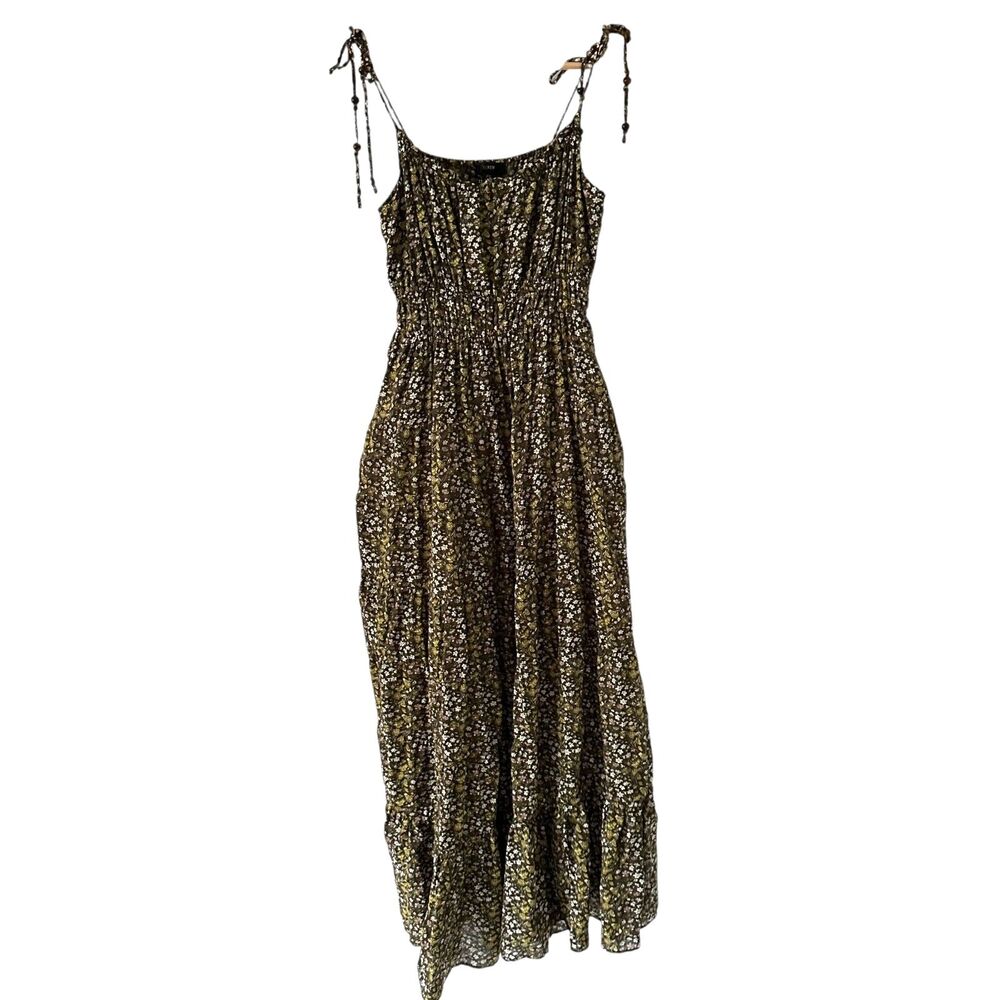 J. Crew‎ Brown, Pink, Yellow Floral Maxi Sundress with Pockets Size XS